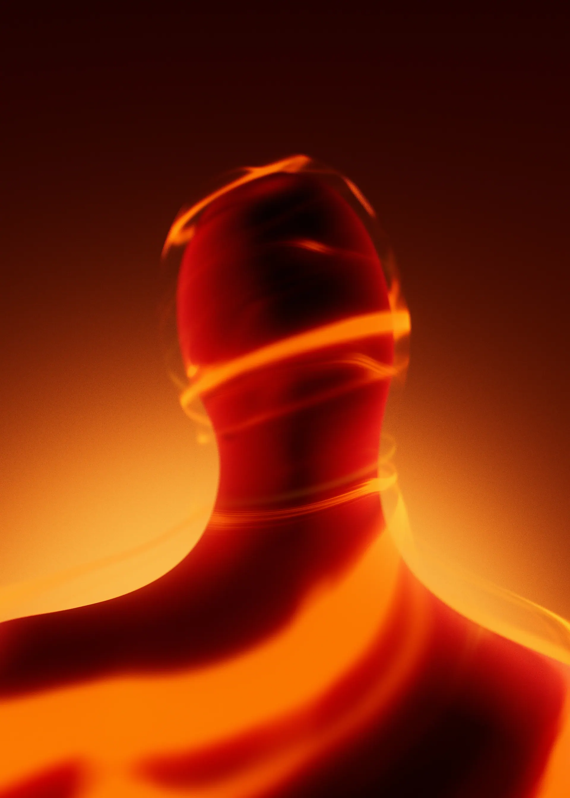Glowing red figure in motion